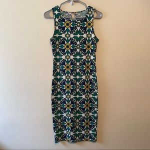 EUC Forever 21 Floral Pattern Sleeveless Stretch Midi Dress Small like new